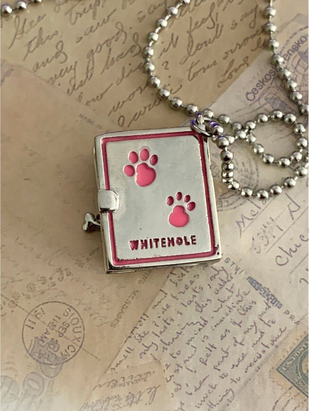 Cute Puppy Diary Book Locket Necklace Silver Tone Charm Pendant